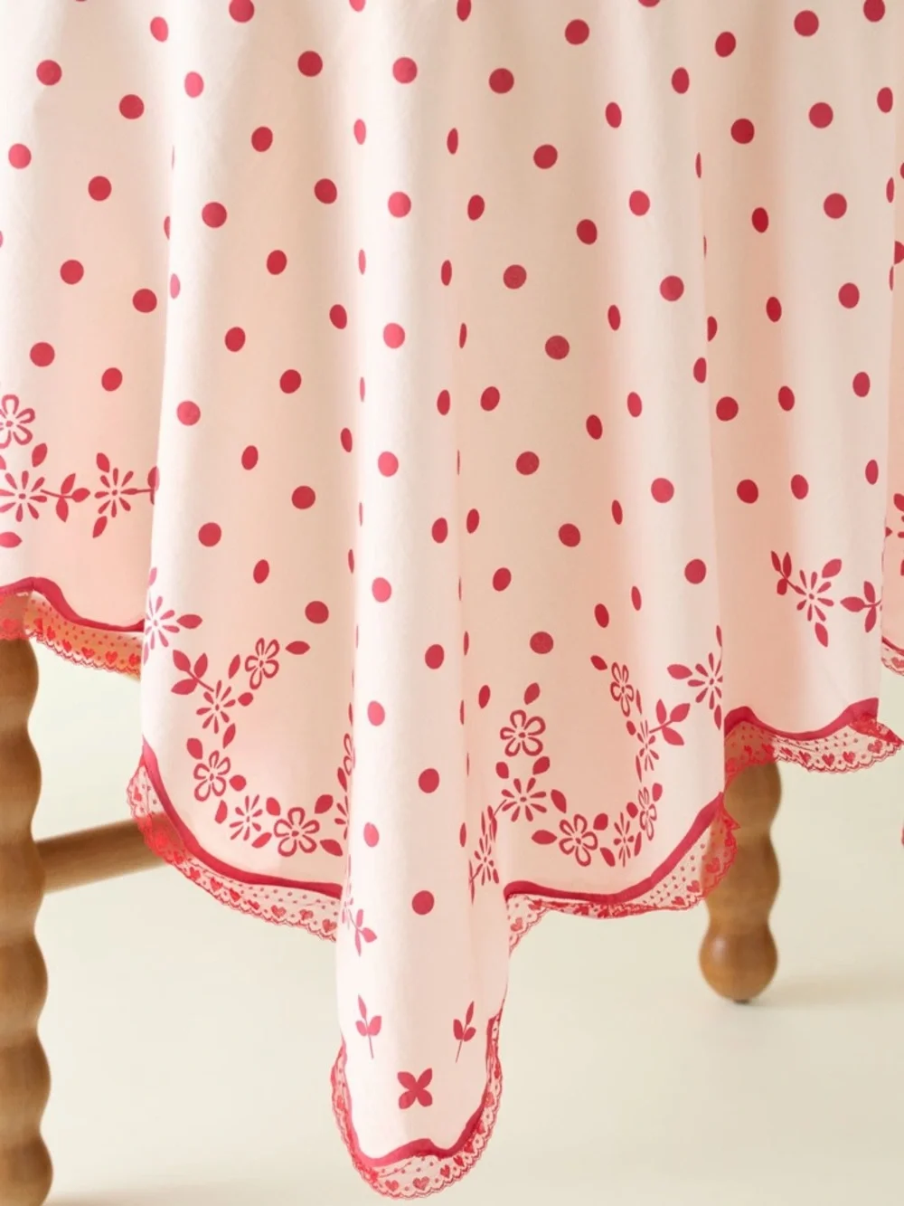 NWT For Love And Lemons Pink and Red Polka Dot Tablecloth Brunch Spring Summer